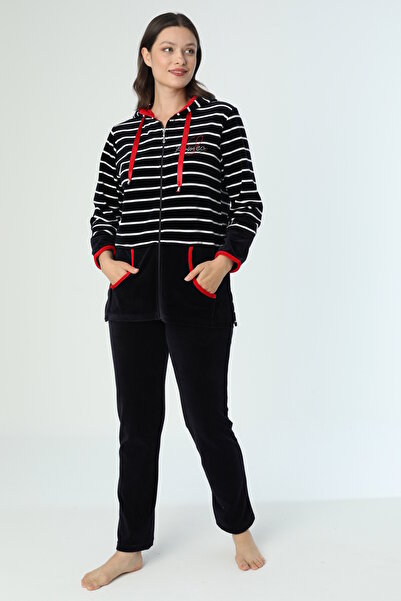 ROMEO LİFE Γυναικείο σετ φόρμας με ρίγες από βαμβακερό βελούδο 2008