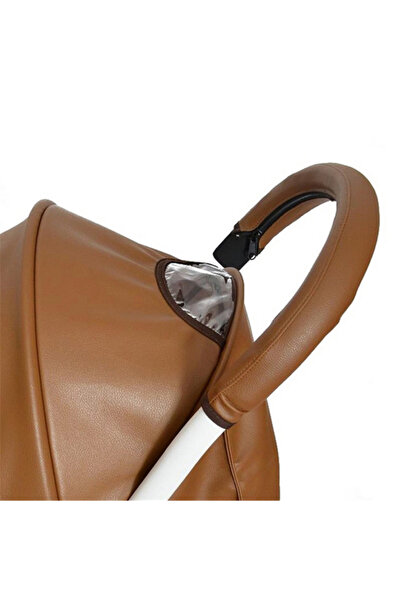 Choice Brown PU Leather Baby Stroller Armrest Cover Foldable and Washable Zipper Universal Stroller Handle