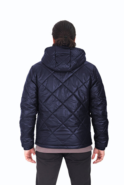 D1fference Pánská lehká sezónní bunda s kapucí a větruodolnou v námořnické modři