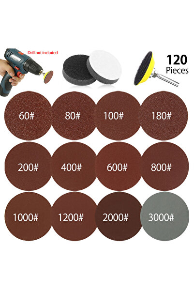 Choice قرص صنفرة 50 مم، 122 قطعة، مقاس 2 بوصة، 80-3000 حبيبة، وسادة صنفرة من الألومينا، مثقاب، مطحنة، ملحقات أدوات دوارة