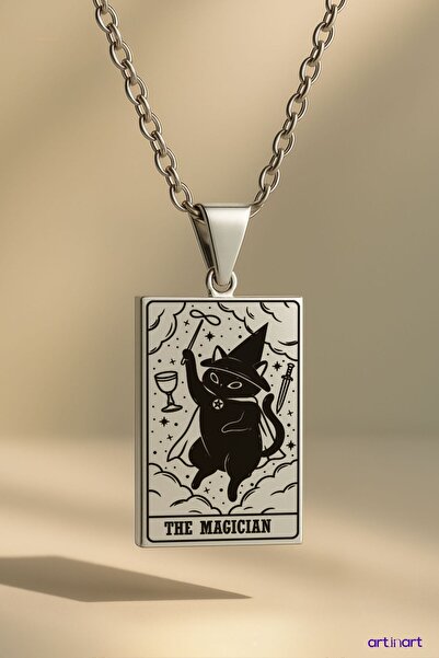 ArtinArt بطاقة التارو الساحرة - قلادة من الفولاذ بسعة 316 لتر