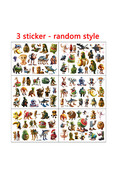 Choice 3pcs Random Tung Tung Sahur Abstract Animal Tattoo Stickers Italian Brainrot Funny Temporary Waterpr