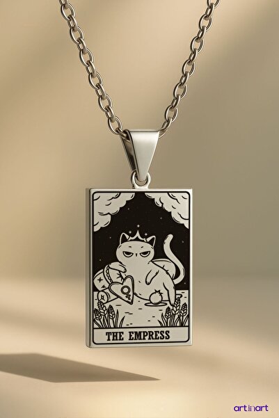 ArtinArt بطاقة The Empress Cat Tarot - قلادة من الفولاذ بسعة 316 لتر