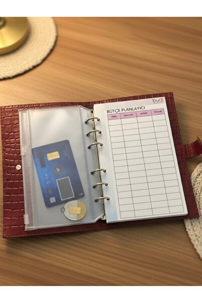 budi.crafts Bütçe Ajandası | Bütçe Planlayıcı Cüzdan (Kırmızı)