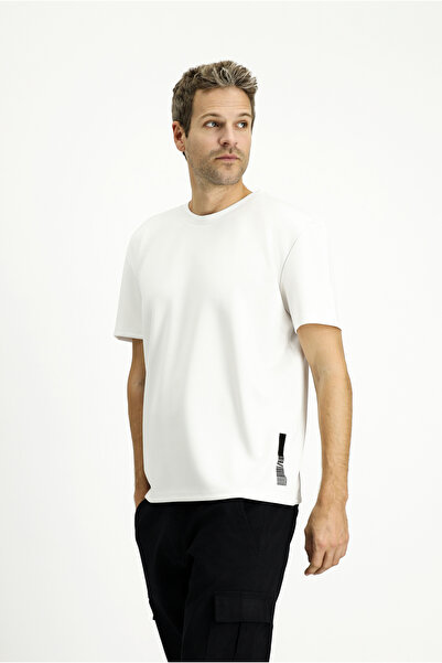 Kiğılı Tricou oversize cu imprimeu din lycra cu decolteu