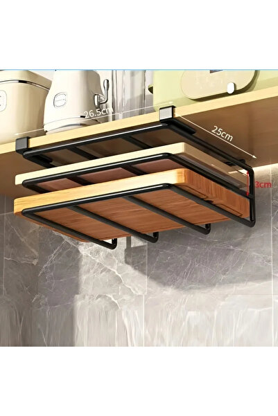 Choice double layer Kitchen Under Cupboard Hanging Organizer Rack with Hook Paper Towel Rags Hanger Cutting