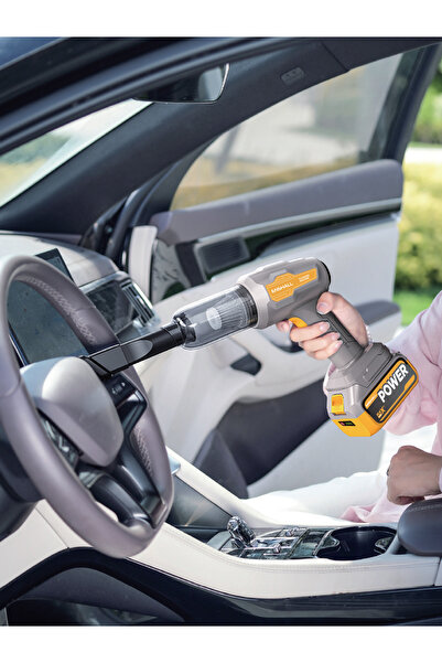 Enshall Yeni 20.000PA Çantalı Yedek Filtreli Çift Bataryalı 120W Şarjlı 2IN1 Araç İçi Süpürge