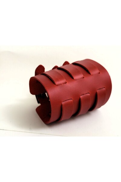 aysefe Genuine Leather 3-Belt Wide Ottoman Yeniçeri Bracelet