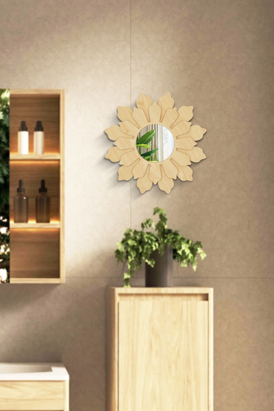 Trend Kitchen Solvia Model Dekoratif Ahşap Yaprak Formlu Aynalı Duvar Dekoru