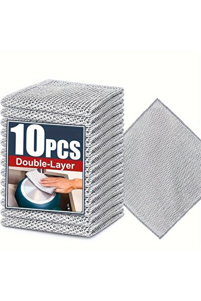 Choice 20pcs 20-5pcs Thickened Steel Wire Cleaning Cloth Non-Scratch Double-layer Iron Microfiber Mesh Dish