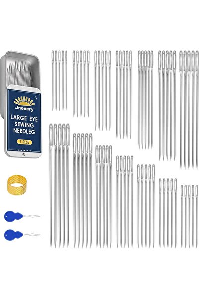 Choice 70pcs MIUSIE 35/50/70Pcs Hand Sewing Needles 7 Sizes Large Eye Sewing Sharp Needles Leather Embroide