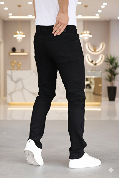 Mamlay Premium Μαύρο Κανονικό Ελαστικό Τζιν Παντελόνι