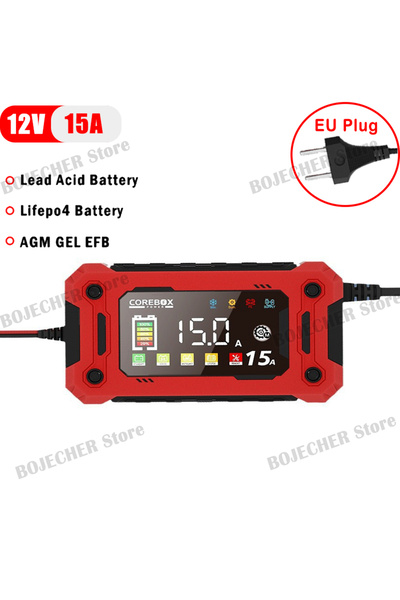 Choice شاحن بطارية ذكي 12 فولت 15 أمبير بمقبس الاتحاد الأوروبي لبطاريات Lifep...
