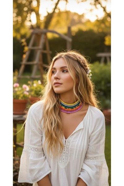 TUHAM AKSESUAR 1 ADET KUM BONCUK RENK RENK YAZ KOLYELERI