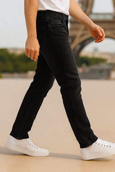 CEDY DENIM Slim Fit Jean Joe Κανονική μέση Λεπτή εφαρμογή Strechy τζιν παντελόνι C304-μαύρο