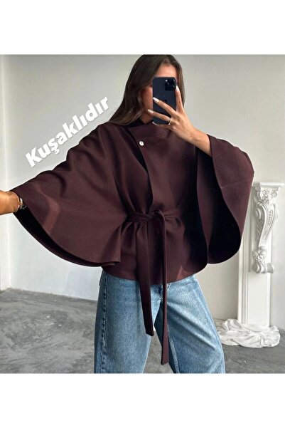 Molly Nelly Dámský pončo plášť s netopýřími rukávy Kaşe