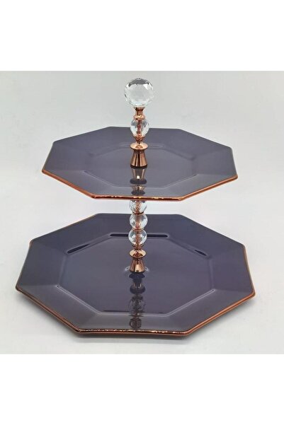 Glore Sekizgen Antrasit Rose Gold Katlı Kurabiyelik 26062