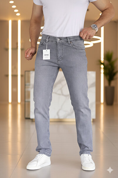 Mamlay Premium γκρι κανονικό ελαστικό τζιν παντελόνι τζιν