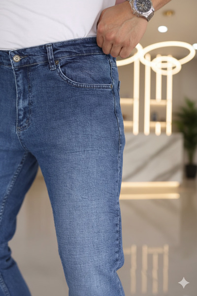 Mamlay Преміум Lacivert Regular Еснєк Денім Джинси Кот Пантолон