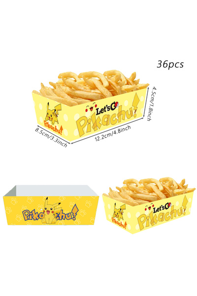 Miniso 12.2x8.5x4.5cm 36pcs 12/24/36pcs Pokemon Party Supplies French Fries Box Food Packaging Box for Kids