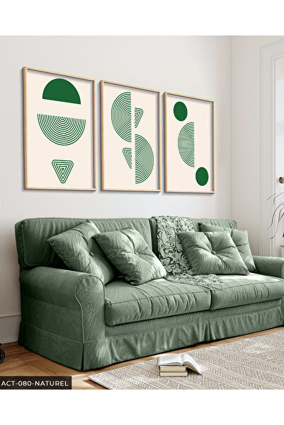 Evinemoda Zeleni apstraktni uzorak, slika u drvenom okviru, 3 dela