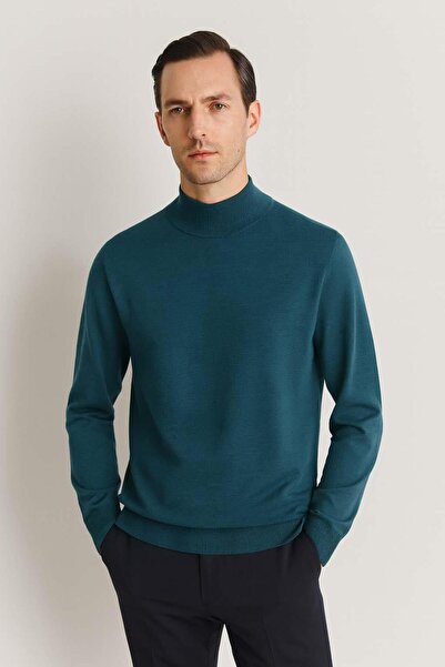 Valiberta Мъжки пуловер Fincher Half Fisherman с редовна кройка и обло деколте - индиго