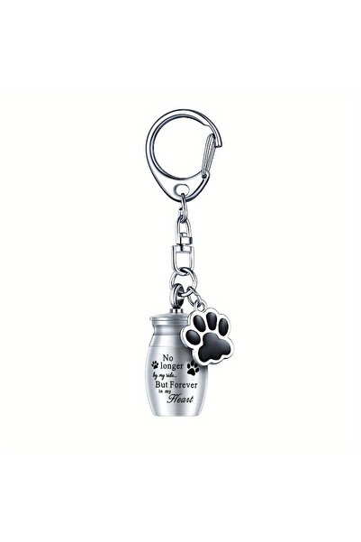 Choice Silver Pet Urns Keychain Dog/Cat for Ashes Cremation Jewelry Paw Print Memorial Keepsake