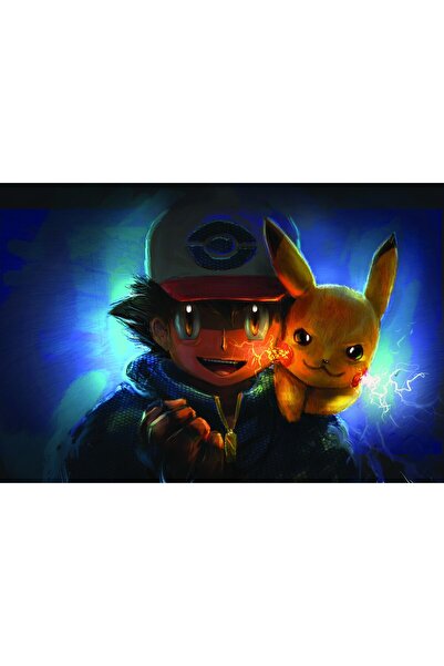 Zumzeria Tablou Canvas cu Pokemon Ash și Pikachu, 80x50cm,