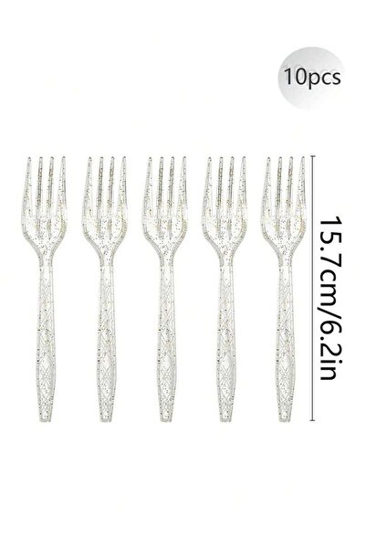 Choice طقم أدوات مائدة مكون من 10 قطع بتصميم كرة الديسكو، أسود وفضي، يشمل أطب...