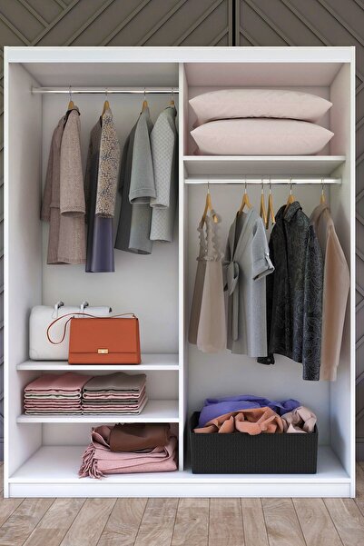 TOCCO MOBİLYA Sedef 2 Kapaklı Sürgülü Gardırop-beyaz