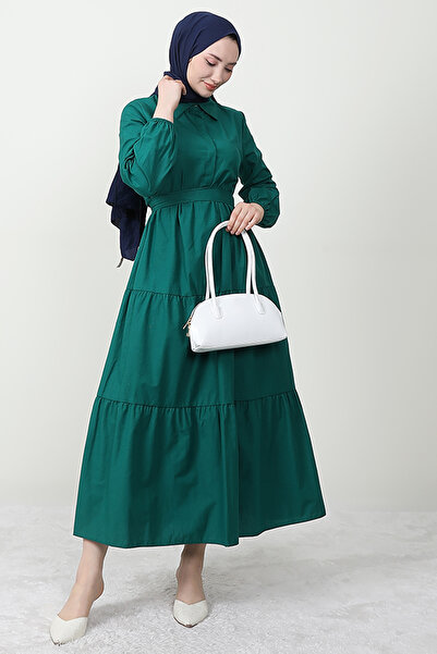 Giza Giyim Τυπικό φόρεμα με κουμπιά σμαραγδένιο