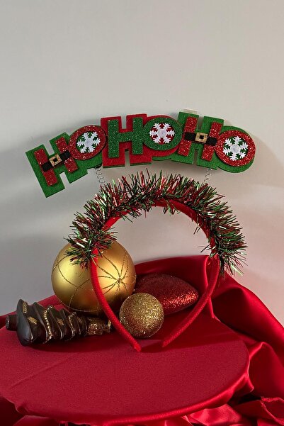 New Obsessions Christmas Themed Applique Glitter Detail Hohoho Written Mixed Color Christmas Crown