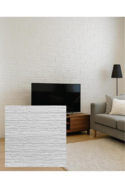 Renkli Duvarlar 70x70cm 1 Adet Yapışkanlı Pratik Naturel Kayrak Desen Beyaz K...