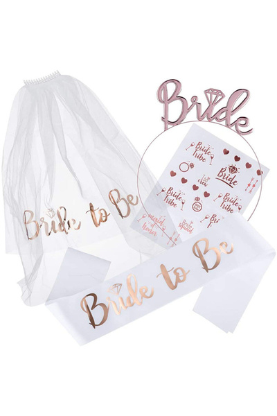 Choice 4pcs Set Wedding Decorati Bridal Shower Wedding Veil Team Bride To Be ...