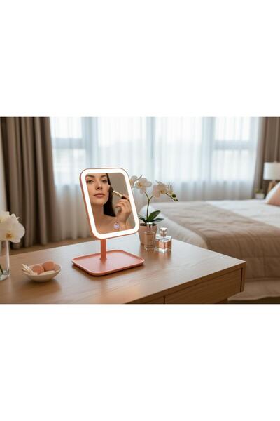 KAVEH Led Işıklı Usb Şarjlı Dikdörtgen Masa Üstü Makyaj Aynası Makyaj Aynası ...