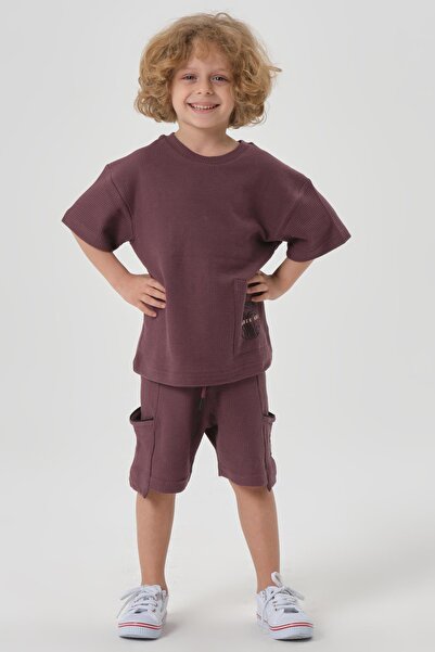 Black One Хлопчачий комплект з вафельним візерунком - нижня та верхня частина