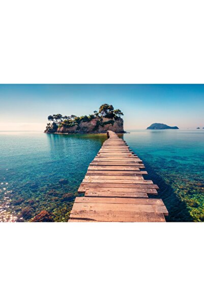 Zumzeria Tablou Canvas Tropical Wooden Pier Over The Sea, 80x50cm, tabloucanv...