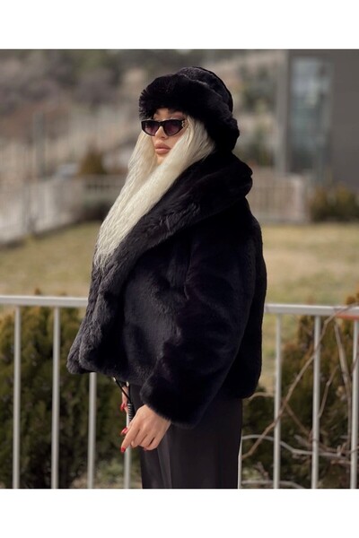 Axesoire 14623-1 Peluş Siyah Kalpak Şapka