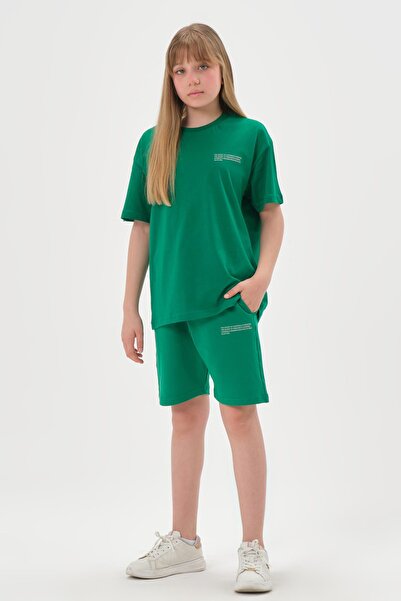 Black One Combed Single Jersey Fabric Pocket Crew Neck Bottom Top Set