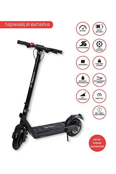 PiranTech X9 Elektrikli Scooter - Çıkartılabilir Bataryalı 850W Katlanabilir Scooter