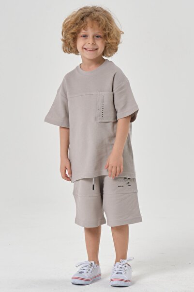 Black One Boy's Shorts Crew Neck Top Set