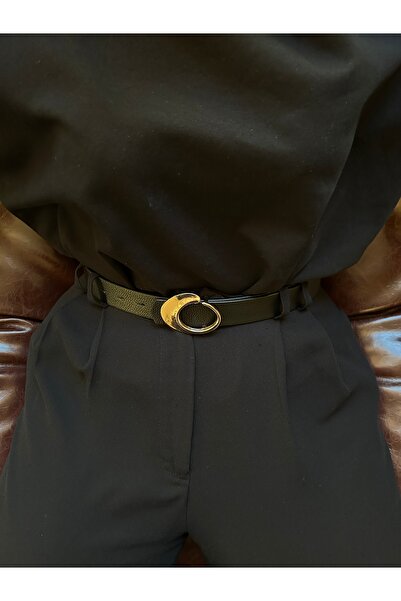 LİA KEMER Maze, curea rotundă cu model pentru femei, cu cataramă aurie, centu...