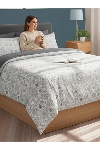 JOLLY HOME Geometric Floral and Lattice Pattern Duvet Cover Set – Double Size, 100% Cotton, Soft Texture