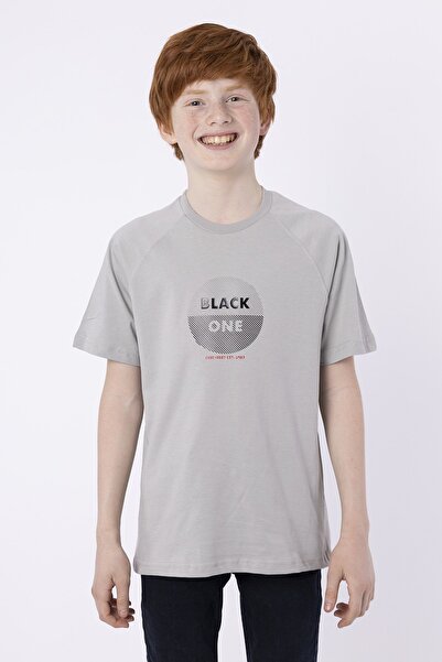 Black One 100% Cotton Single Jersey Fabric Injection Printed Boy's Crew Neck T-shirt Summer