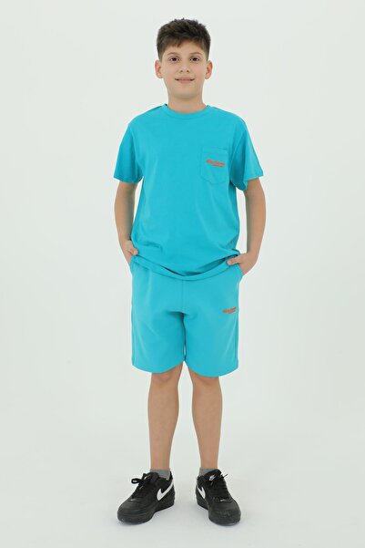 Black One Crew Neck Printed T-Shirt and Shorts Bottom Top Double Set