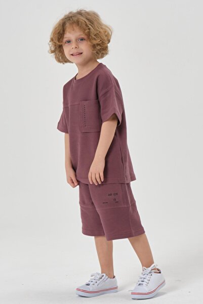 Black One Boy's Shorts Crew Neck Top Set