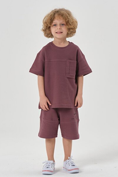 Black One Boy's Shorts Crew Neck Top Set