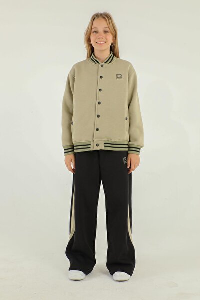 Black One Σετ αθλητικής φόρμας με φαρδύ πόδι με κολλάρο για κορίτσια