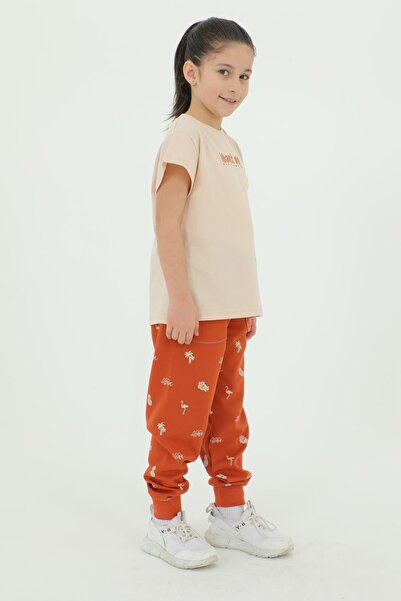 Black One Βαμβακερό καλοκαιρινό μπλουζάκι με λαιμόκοψη και παντελόνι για κορίτσια σετ φόρμας 2 τμχ