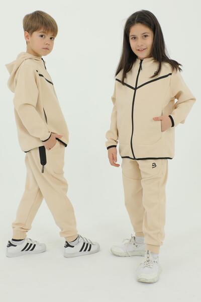 Black One Σετ αθλητικής φόρμας για αγόρι με κουκούλα με ριγέ λεπτομέρεια